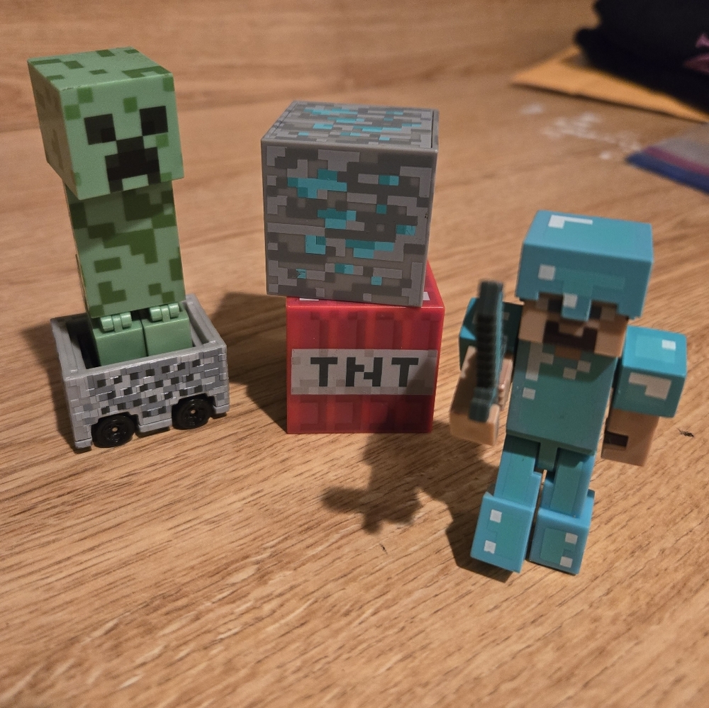 Minecraft, Creeper, Steve, Diamond Block, TNT